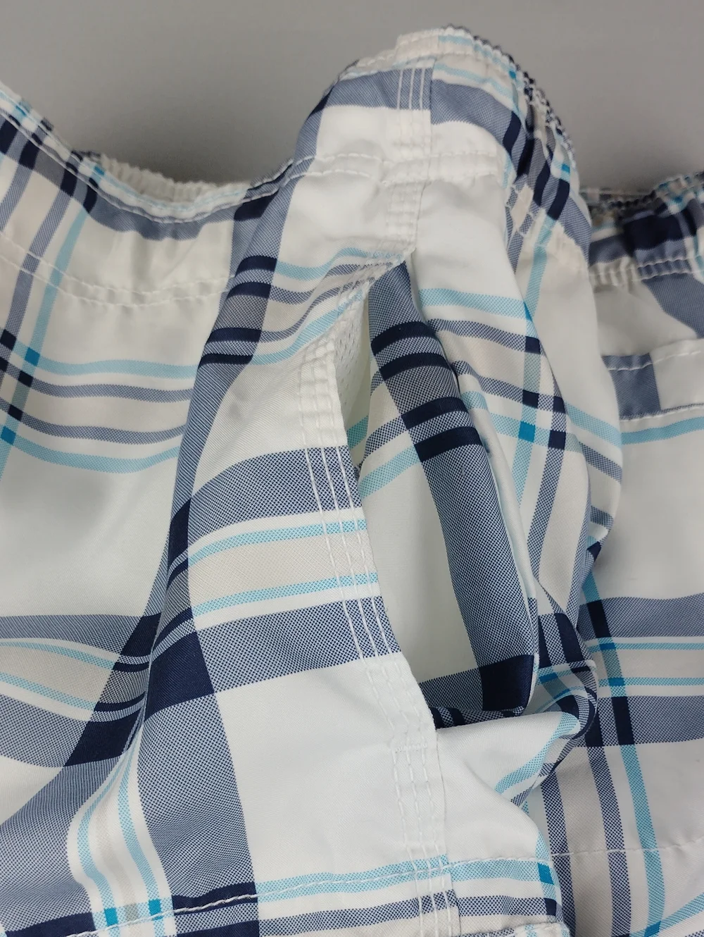 OP Men's Plaid Swim Trunks - White/Navy